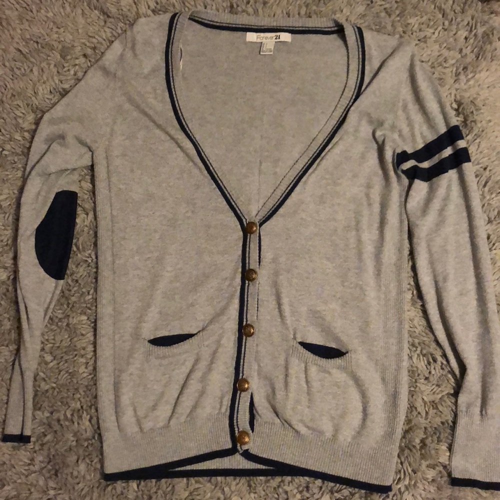 Gray and navy cardigan